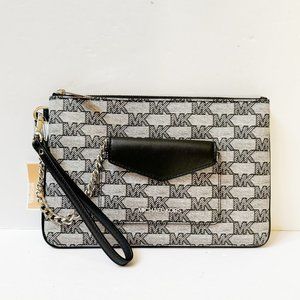 Michael Kors Jet Set Item Large 2 in 1 Card Case Wristlet Clutch MK Black Multi